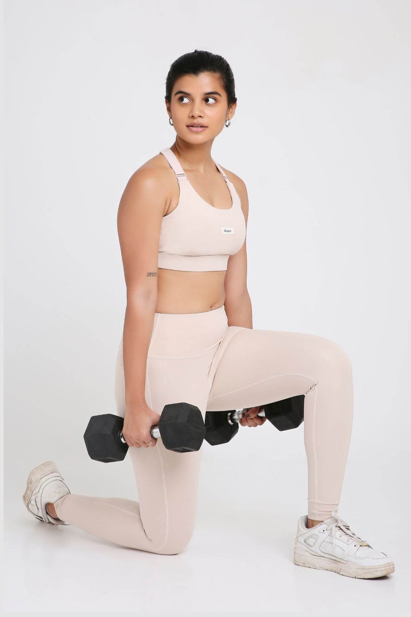 Co - ord Set: Adjustable Straps Sports Bra + Leggings in Marshmallow 2.0 - Life & Jam