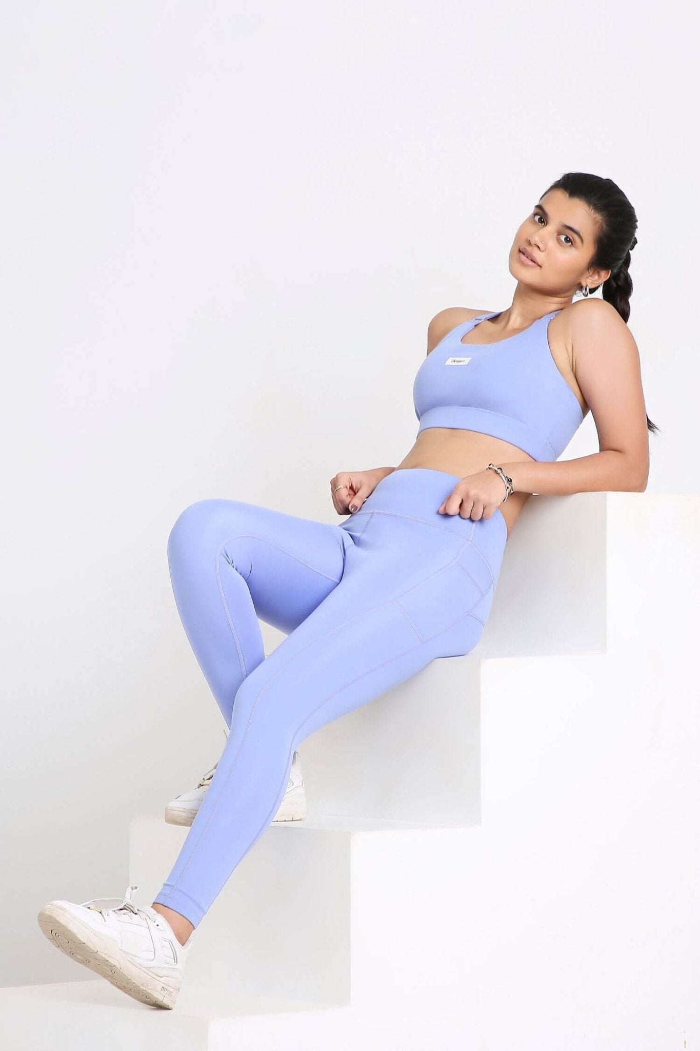 Co - ord Set: Adjustable Straps Sports Bra + Leggings in Ocean Pop 2.0 - Life & Jam