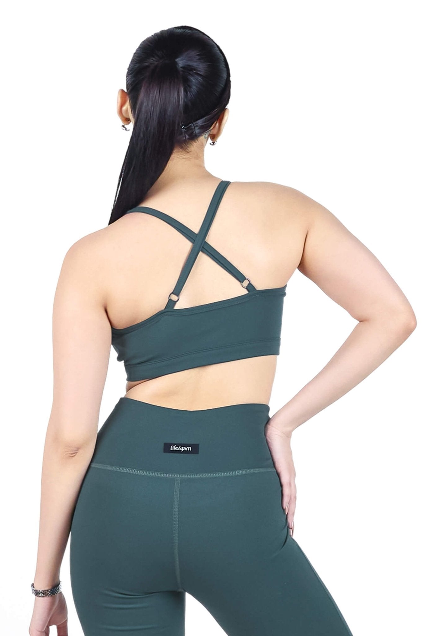 Co - ord Set: Everyday Bralette and Flare Pants Set in Jungle Green - Life & Jam