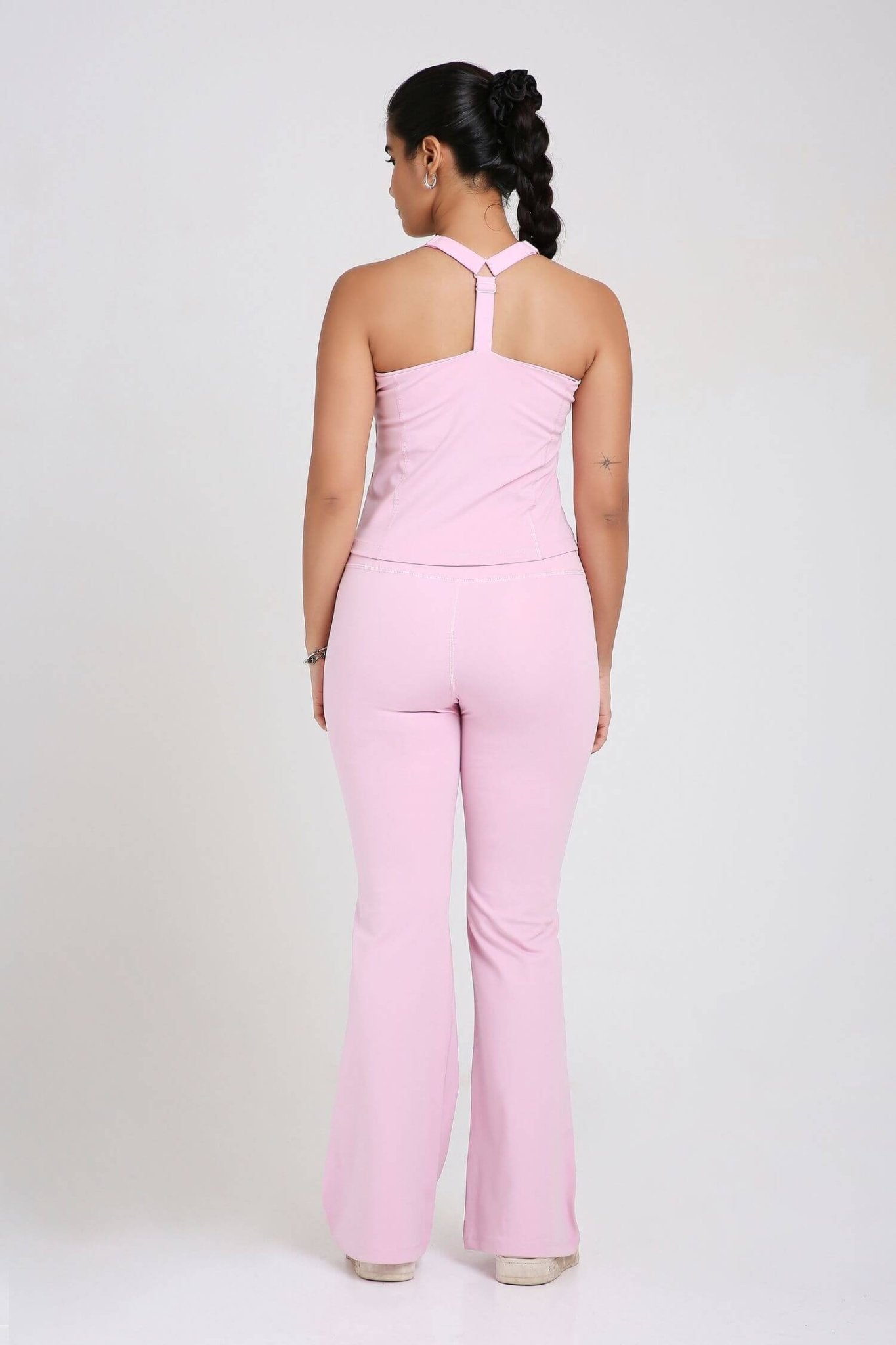 Co - ord Set: Good Girl Code Sports Bra & Flare Pants in Cotton Candy - Life & Jam
