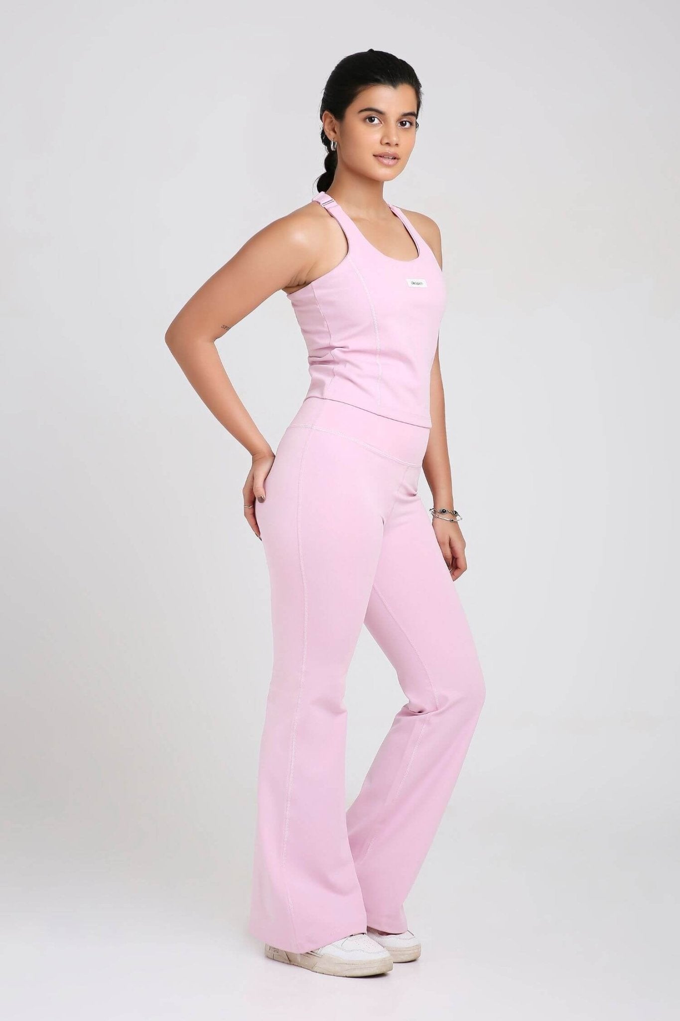 Co - ord Set: Good Girl Code Sports Bra & Flare Pants in Cotton Candy - Life & Jam