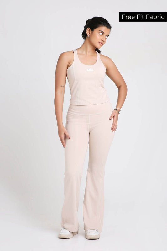 Co - ord Set: Good Girl Code Sports Bra & Flare Pants in Marshmallow - Life & Jam