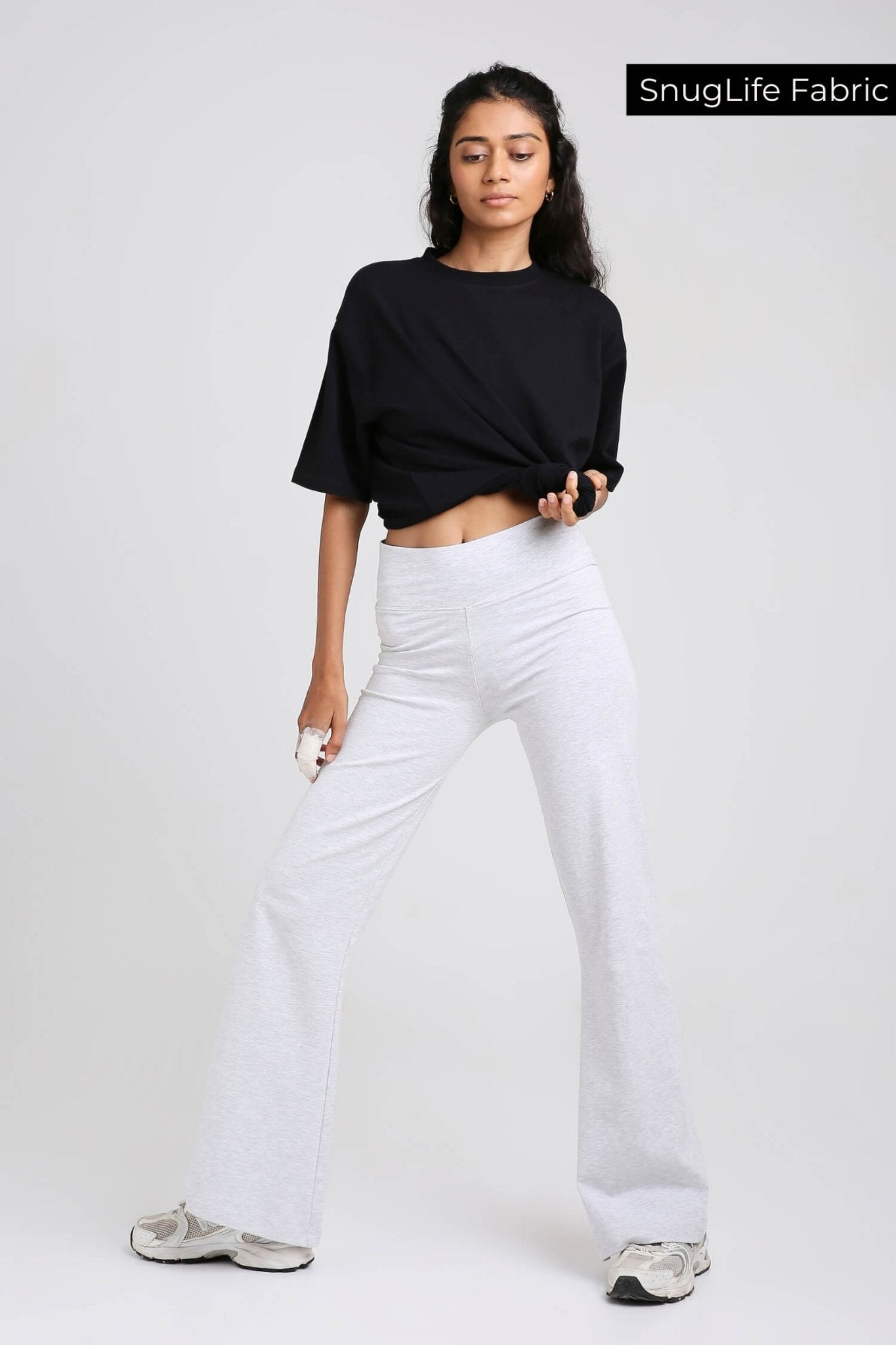 Co - ord Set: Oversized Tee & Chill Flares in Black & Greystone - Life & Jam