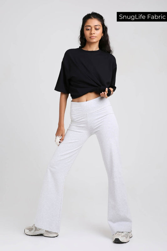 Co - ord Set: Oversized Tee & Chill Flares in Black & Greystone - Life & Jam