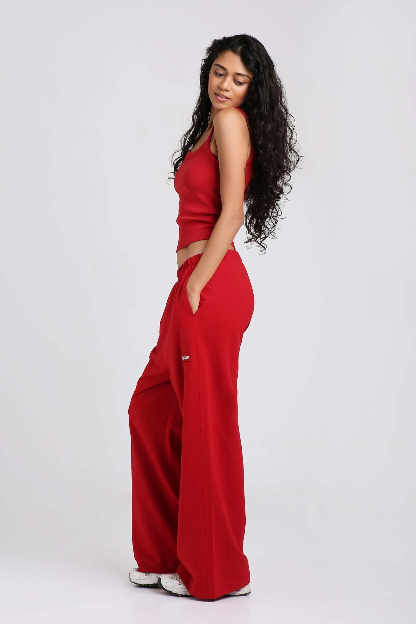 Co - ord Set: Strappy Tank & Loungers in Cherry Red - Life & Jam