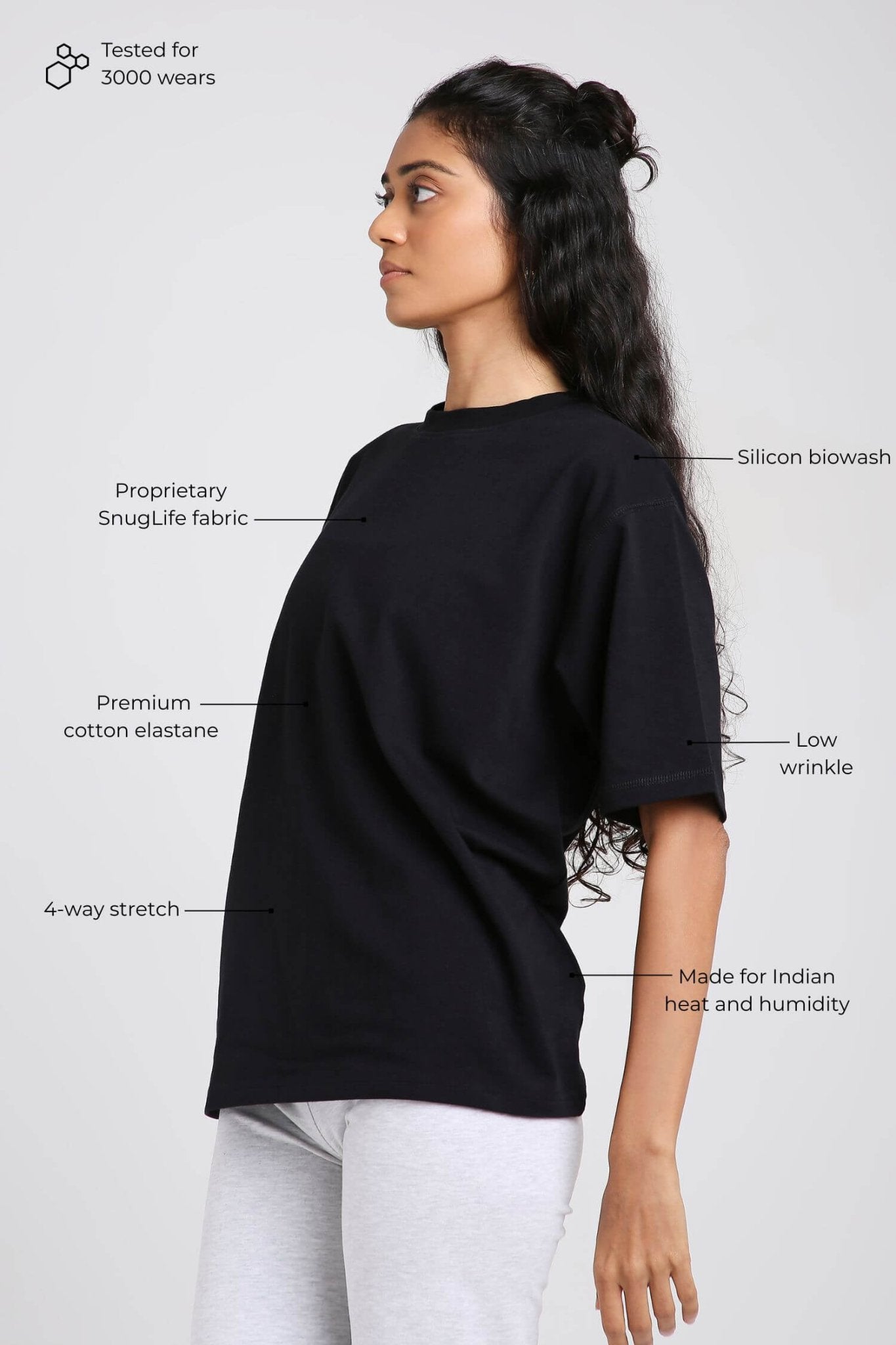 Oversized Tee in True Black - Life & Jam