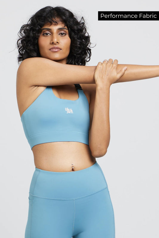 Performance Adjustable Straps Sports Bra in Navigator Blue - Life & Jam