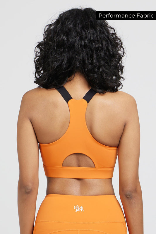 Performance Adjustable Straps Sports Bra in Trailblazer Orange - Life & Jam