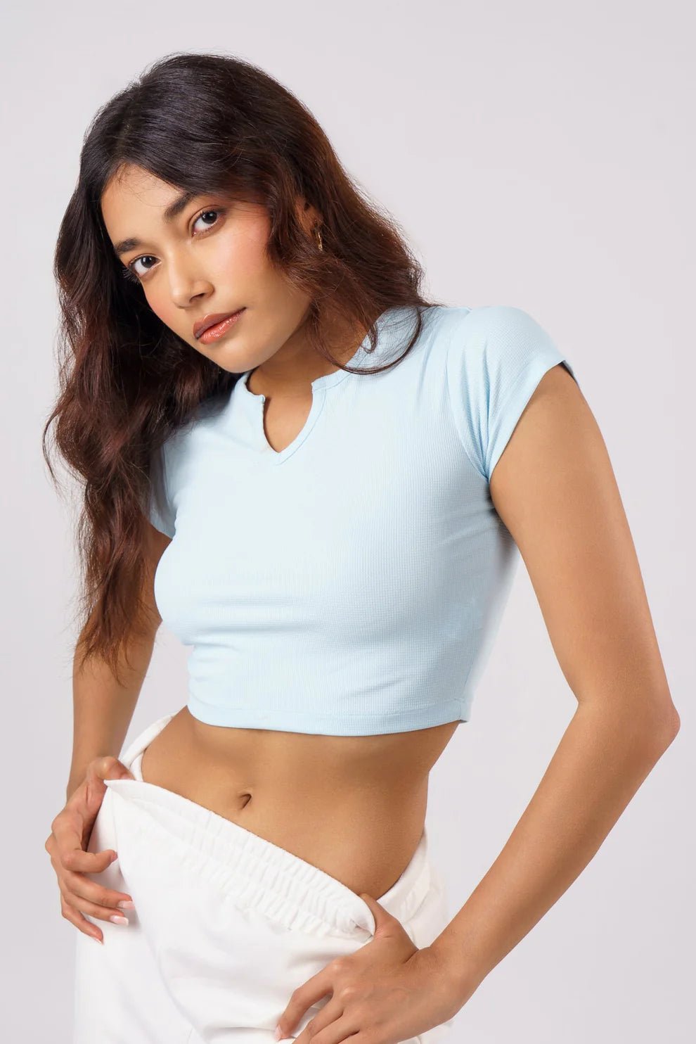 Sleeves Quick-drying Gym/Casual Top in Dusty Rose & Sky Blue - Life & Jam