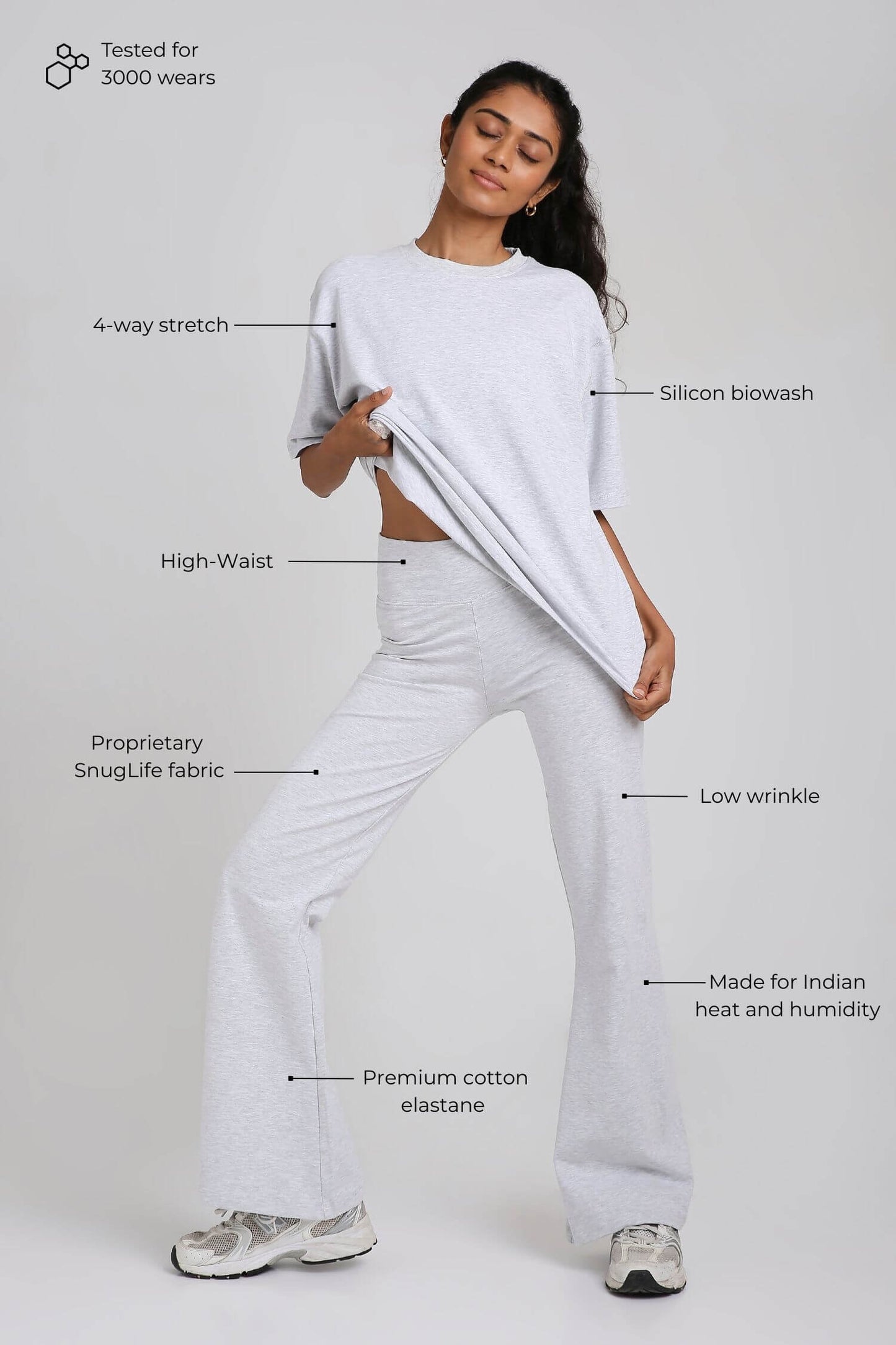 Co-ord Set: Oversized Tee & Chill Flares in Greystone