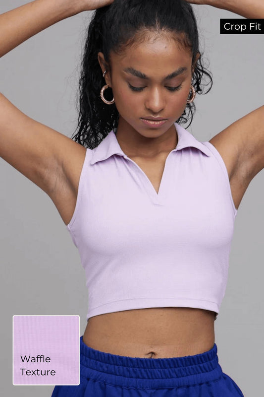 🧇 Waffle Sleeveless Quick - Dry Tee in Lazy Lilac - Life & Jam