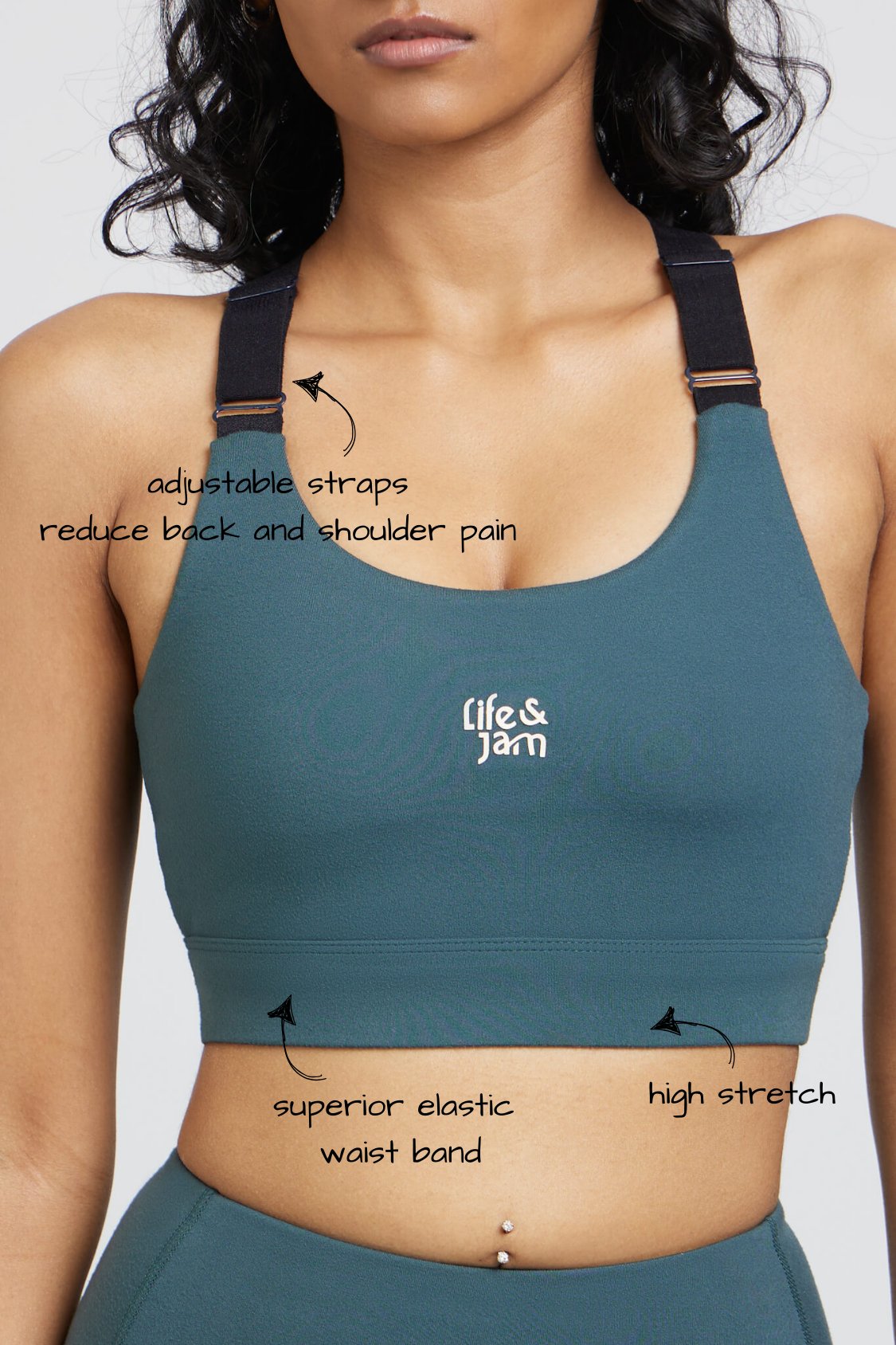 Forest green sports fashion bra