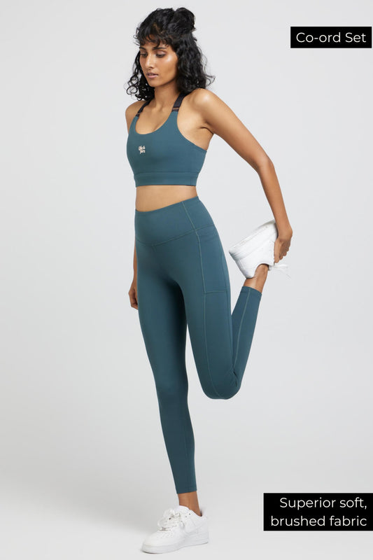 Adjustable Straps Sports Bra + Leggings in Jungle Green - Life & Jam