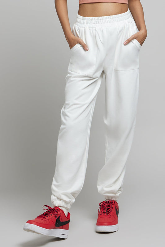Let's Bounce Baggy Joggers in Vanilla White - Life & Jam