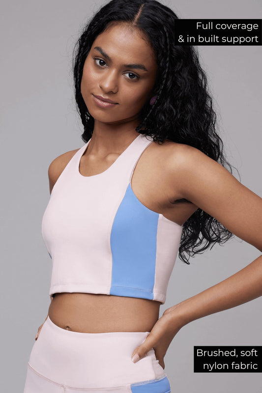 Long Sports Bra with Removable Pads in Pink - Life & Jam