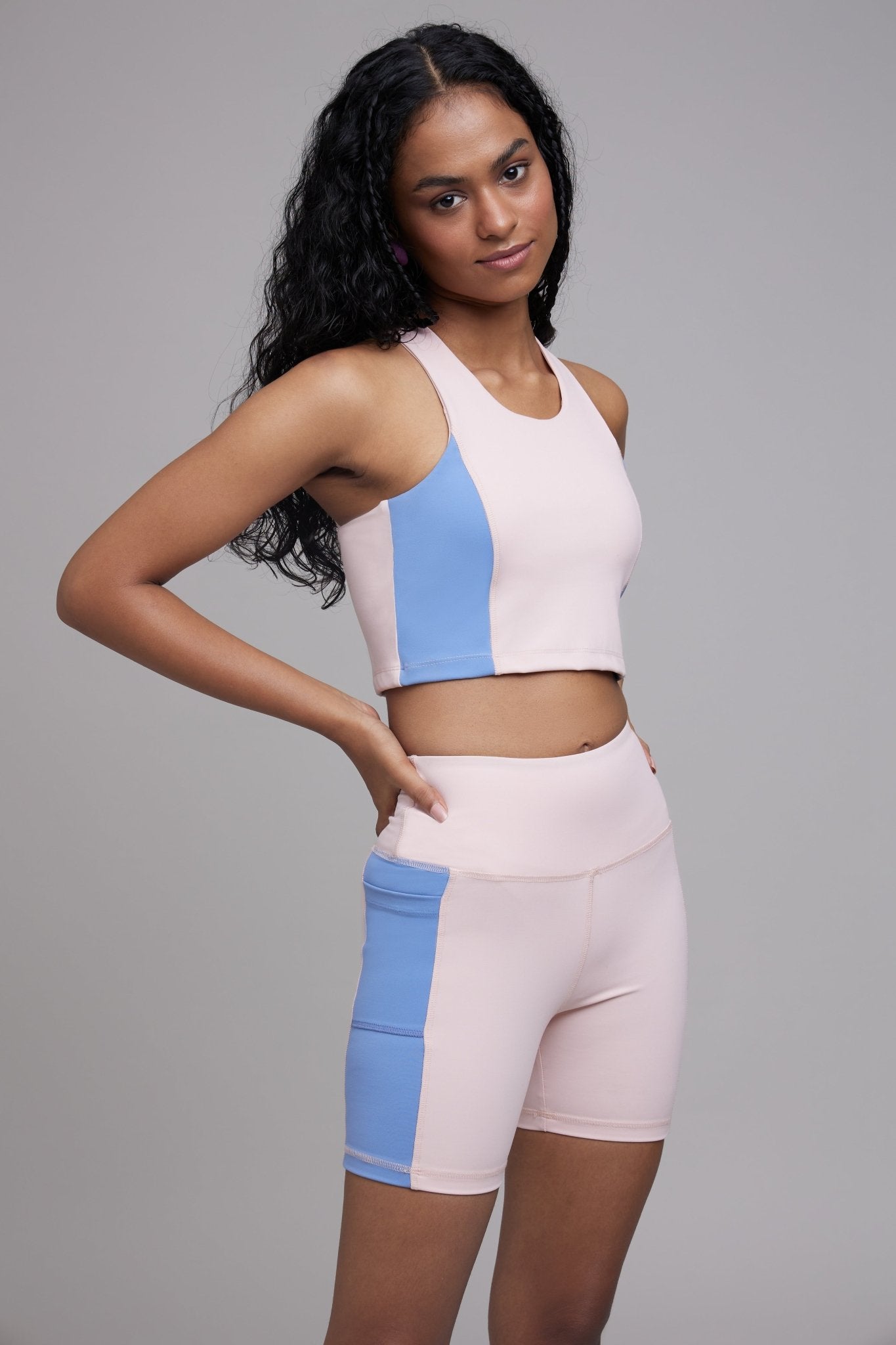 Trending Colour Block Cycling Shorts in Pink - Life & Jam