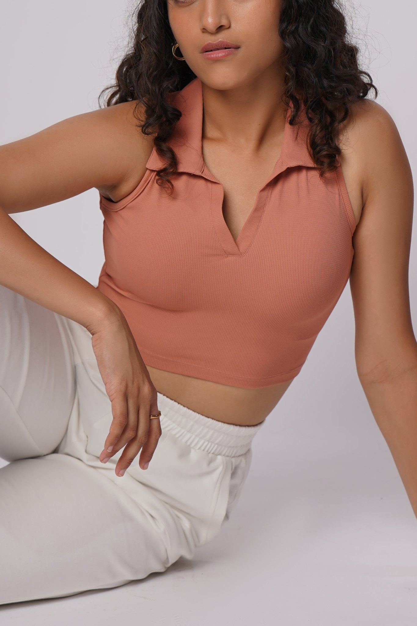 Waffle Sleeveless Crop Top in Dusty Rose - Life & Jam