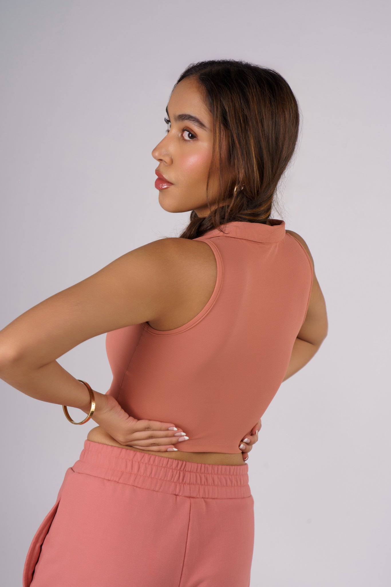 Waffle Sleeveless Crop Top in Dusty Rose - Life & Jam